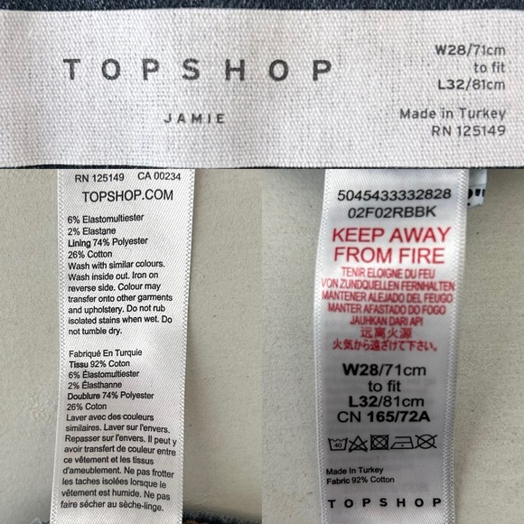 Topshop Jamie Skinny Jeans High Rise Ankle Length Blue Black Size 26 - Picture 13 of 16